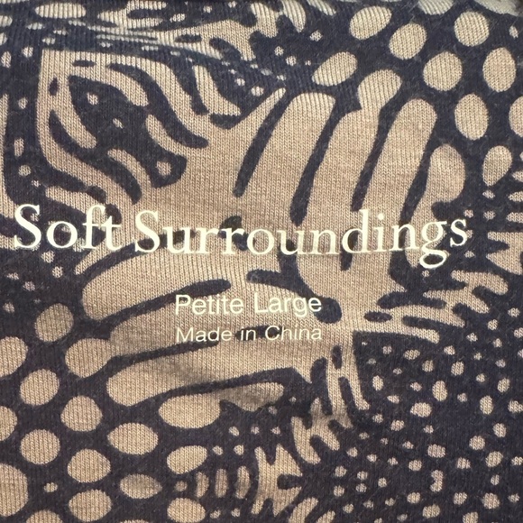 Soft Surroundings Petite Large Maxi Dress Stretchy Soft Navy and Beige - Picture 7 of 8